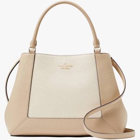 Kate Spade Women's Lena Colorblock Satchel in Light Sand/Beige | Leather