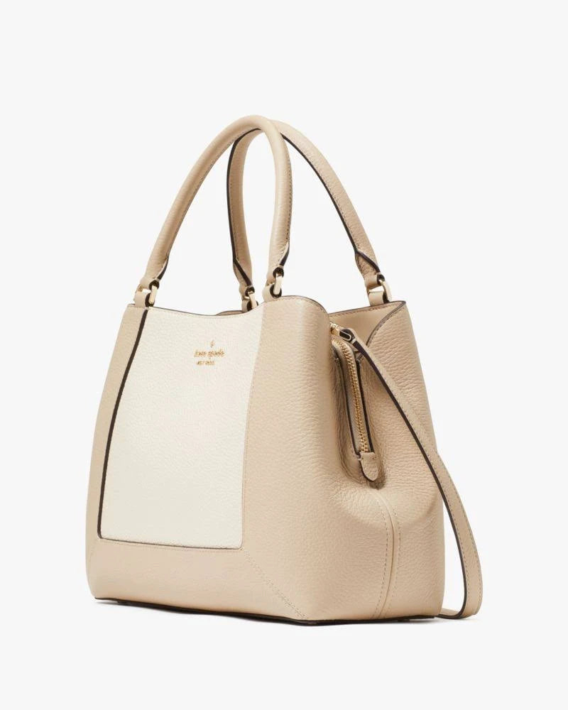 Kate Spade Women's Lena Colorblock Satchel in Light Sand/Beige | Leather