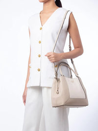 Thumbnail for Kate Spade Women's Lena Colorblock Satchel in Light Sand/Beige | Leather