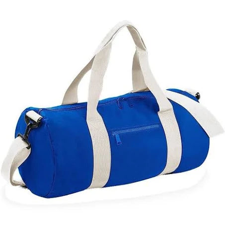 Bagbase Plain Varsity Barrel / Duffle Bag (20 Litres) (One Size, Bright Royal/Off ...