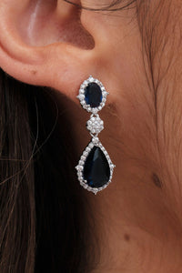 Thumbnail for Jon Richard Gold Plated Sapphire Pear Drop Earrings