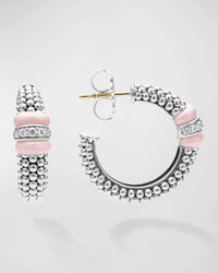 Thumbnail for LAGOS Blue Caviar Ultramarine Ceramic Caviar Diamond Hoop Earrings