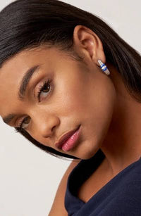 Thumbnail for LAGOS Blue Caviar Ultramarine Ceramic Caviar Diamond Hoop Earrings