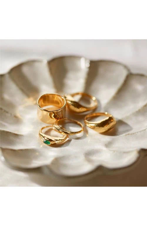 Monica Vinader Womens Deia 18ct Gold-Plated Vermeil Silver Ring
