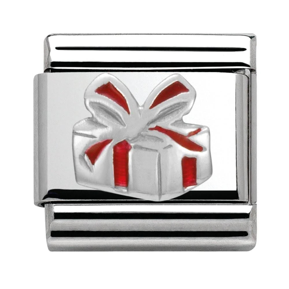 Nomination Classic Silver & Red Gift Box Charm