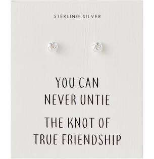 Philip Jones Jewellery Friendship Quote Knot Earrings
