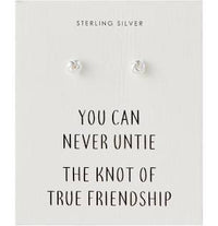 Thumbnail for Philip Jones Jewellery Friendship Quote Knot Earrings