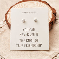 Thumbnail for Philip Jones Jewellery Friendship Quote Knot Earrings