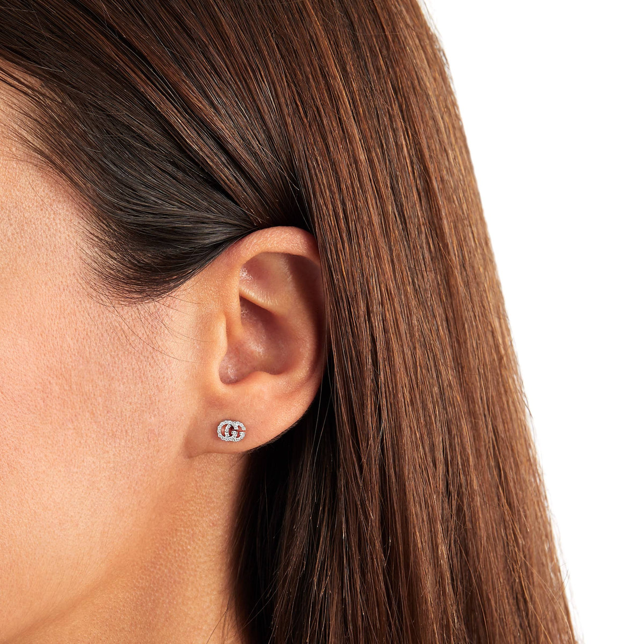 Gucci GG Running Diamond Stud Earrings