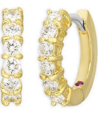 Thumbnail for Roberto Coin 18K Yellow Gold Perfect Diamond Hoop Earrings - Gold