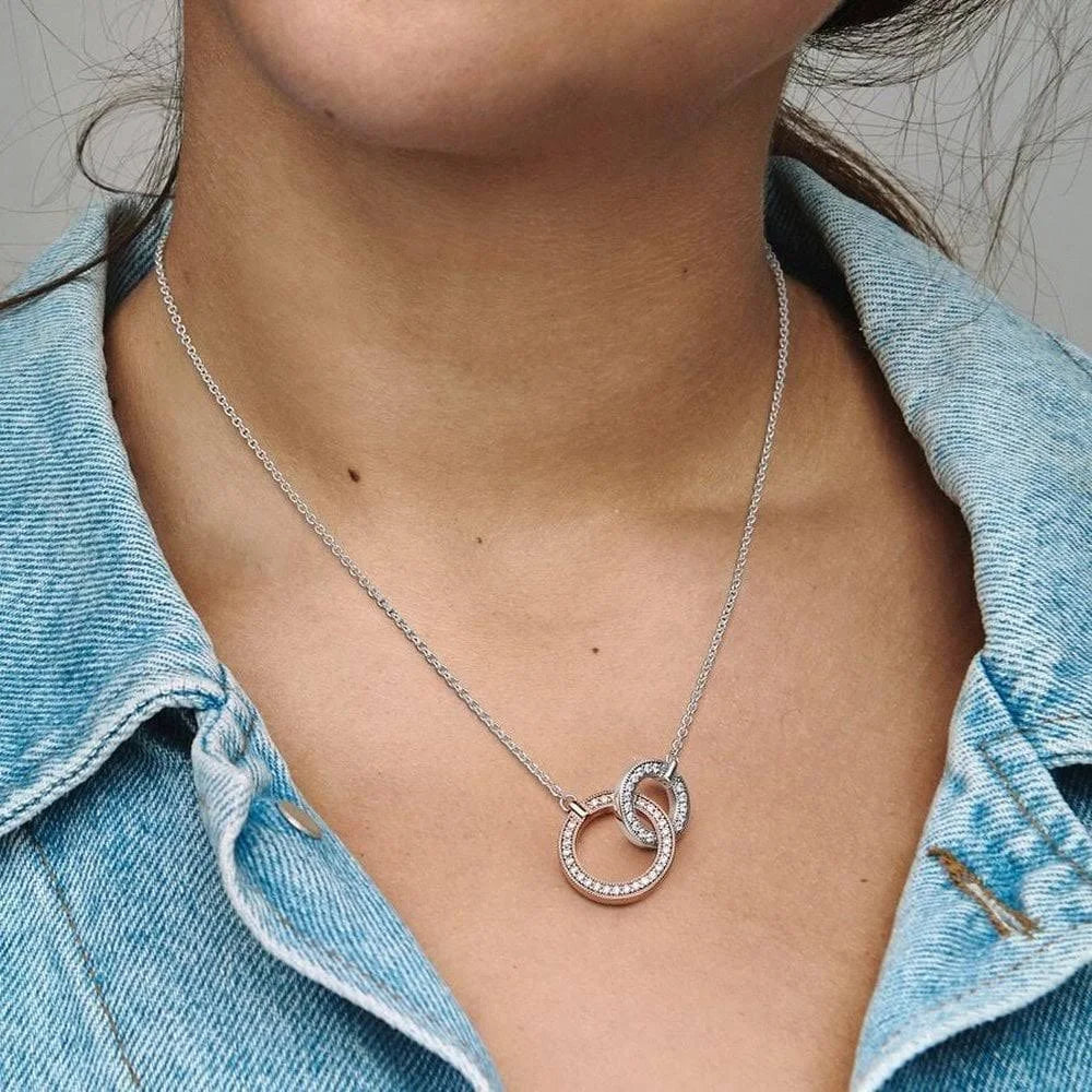 Pandora Signature Two-tone Intertwined Circles Necklace