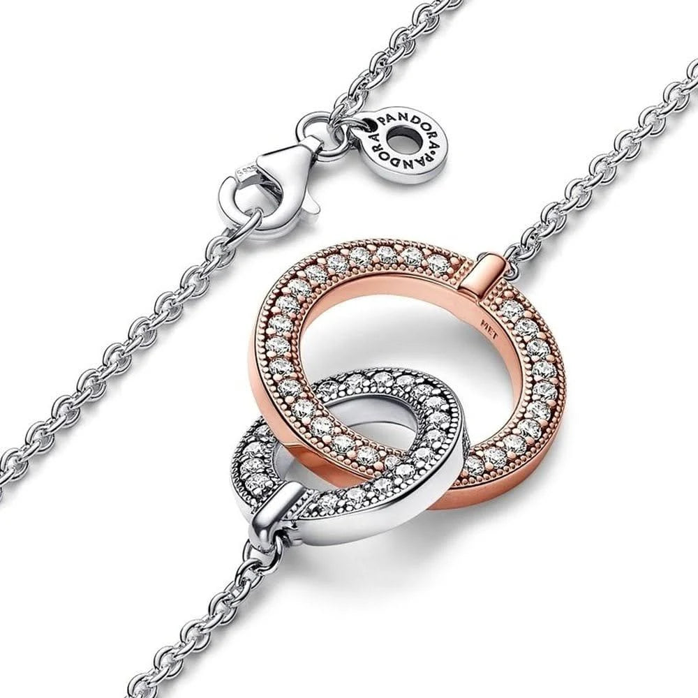 Pandora Signature Two-tone Intertwined Circles Necklace