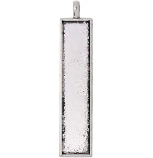 Rosebeading 20pcs/lot Antique Silver Plated Pendant Trays with 10x49.5mm Rectangle Blank Bezel