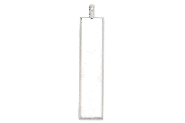 Rosebeading 20pcs/lot Antique Silver Plated Pendant Trays with 10x49.5mm Rectangle Blank Bezel