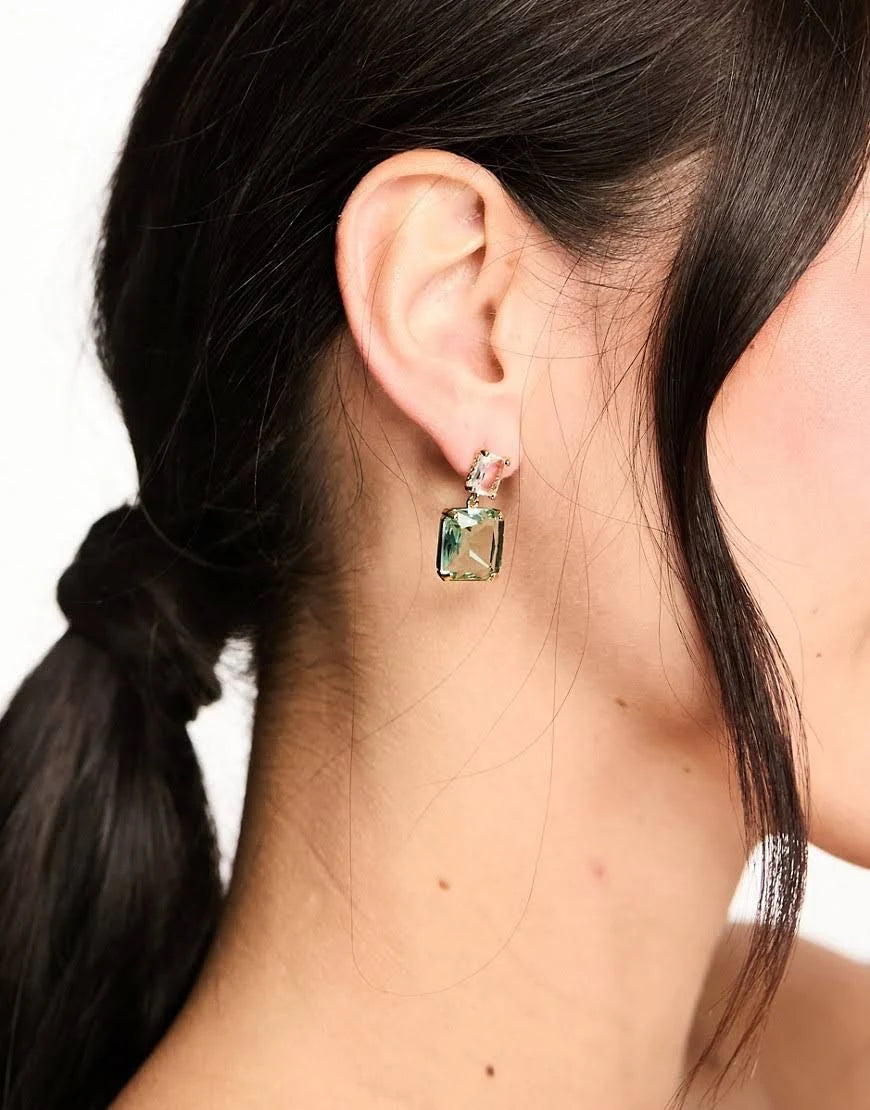 Orelia Statement Crystal Double Drop Earrings