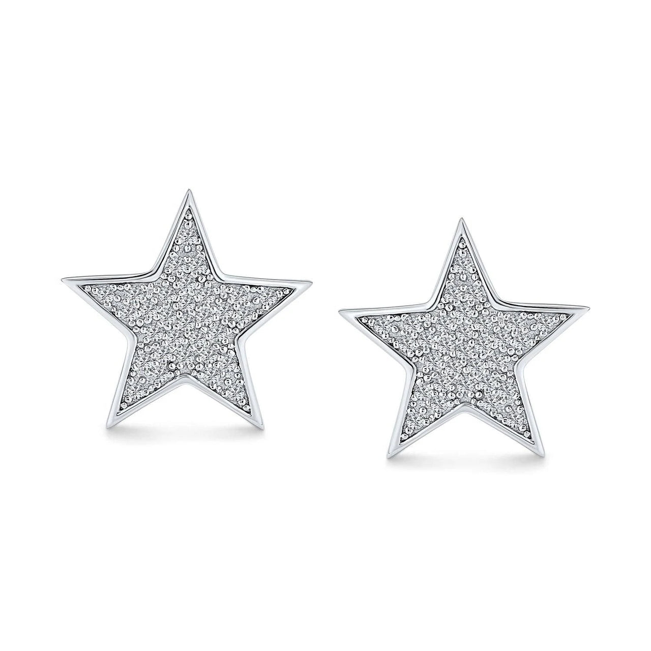 Unisex USA American Patriotic Rock Star Sparkling Pave Black Crystals Pink Celestial Star Stud Earrings Pendant For Women Teen Rose Gold .925