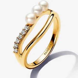 Pandora Treated Freshwater Cultured Pearl Double Band Ring