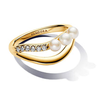 Thumbnail for Pandora Treated Freshwater Cultured Pearl Double Band Ring