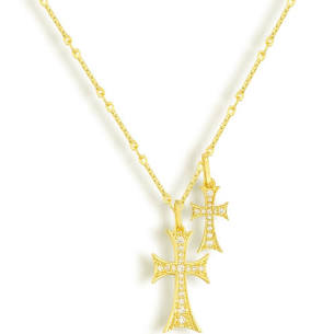 Evry Jewels Double Cross Me Necklace