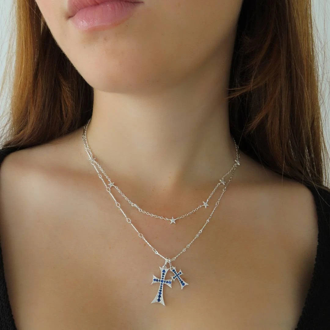 Evry Jewels Double Cross Me Necklace