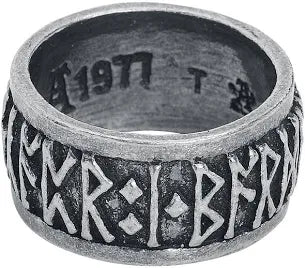 Alchemy Gothic - Gothic Ring - Runes - for Men - silver-coloured