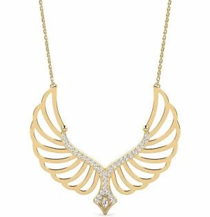 Women's 14k Yellow Gold Angel Swarovski Necklace