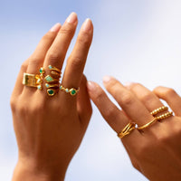Thumbnail for Monica Vinader Gold Siren Tonal Cluster Cocktail Ring Mix Women's