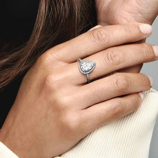Pandora Sparkling Pear Halo Ring