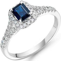 Thumbnail for Beaverbrooks Women's 18ct White Gold Diamond Sapphire Halo Ring