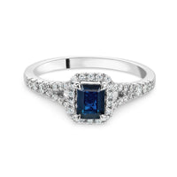 Thumbnail for Beaverbrooks Women's 18ct White Gold Diamond Sapphire Halo Ring