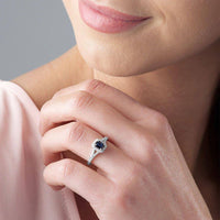 Thumbnail for Beaverbrooks Women's 18ct White Gold Diamond Sapphire Halo Ring