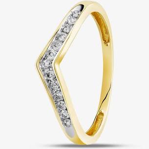 T H Baker 9ct White Gold 0.12ct Diamond Wishbone Half Eternity Ring THR14730