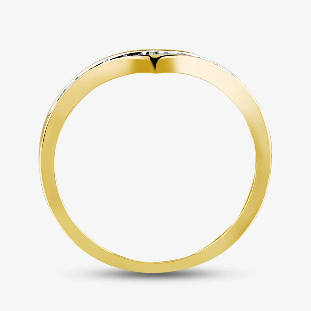 T H Baker 9ct White Gold 0.12ct Diamond Wishbone Half Eternity Ring THR14730