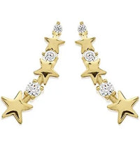 Thumbnail for Women's F.Hinds 9ct Gold Cubic Zirconia Star Crawler Stud Earrings