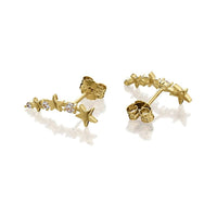 Thumbnail for Women's F.Hinds 9ct Gold Cubic Zirconia Star Crawler Stud Earrings