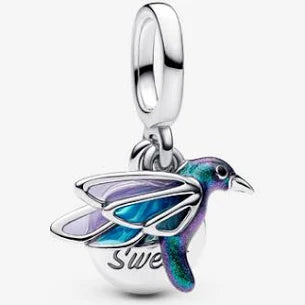 Pandora Hummingbird Double Dangle Charm