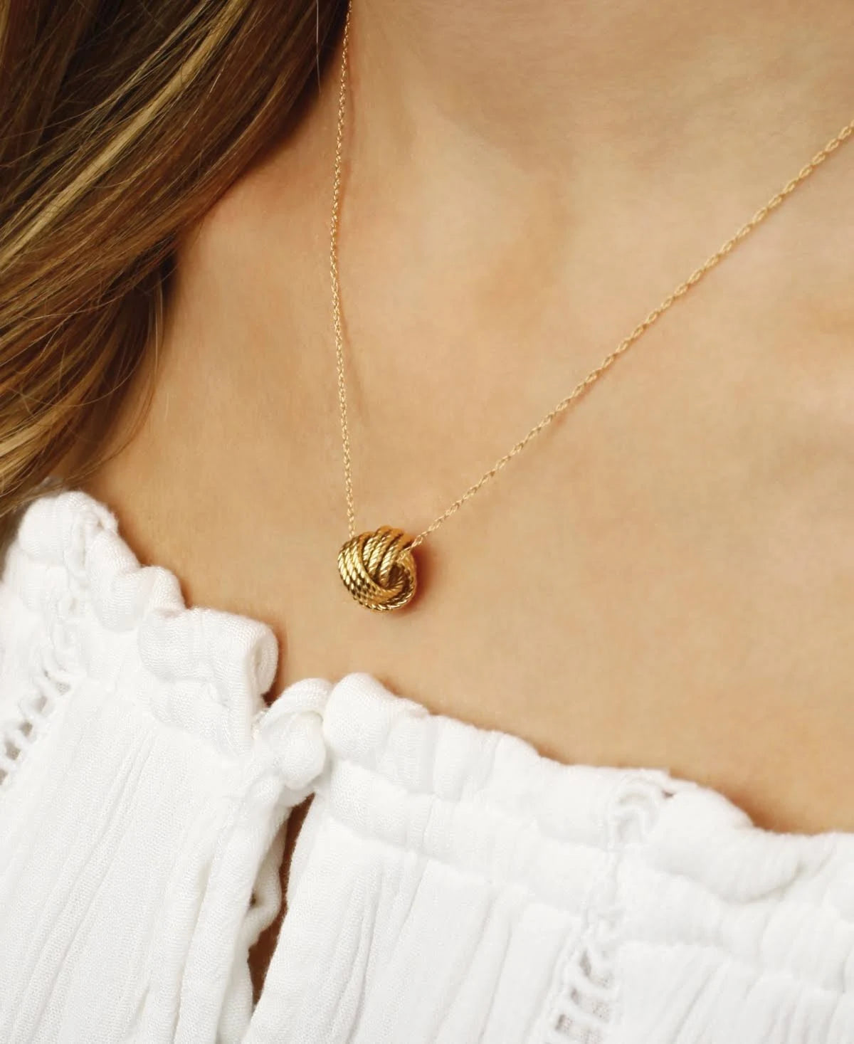 14k Yellow Gold Love Knot Necklace
