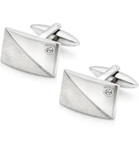 Thumbnail for Beaverbrooks Men's Stainless Steel Cubic Zirconia Cufflinks