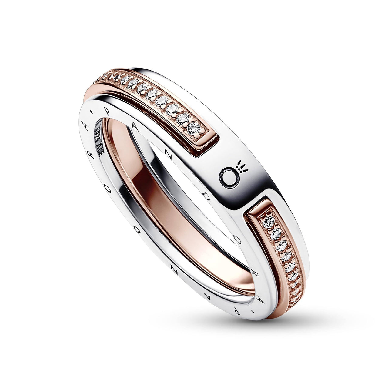Pandora Signature Two-Tone Logo Pavé Ring