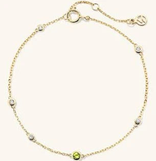 Mejuri 14k Gold Handcrafted Multi Gemstone Station Bracelet - Jewelry | Mejuri 14k Yellow Gold / Peridot / L-XL