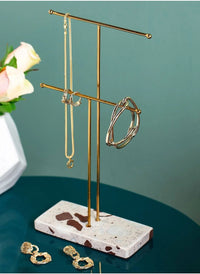 Thumbnail for Sass & Belle Double Terrazzo Gold Jewellery Stand