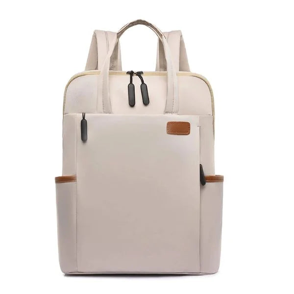 Beige Canvas Laptop Backpack