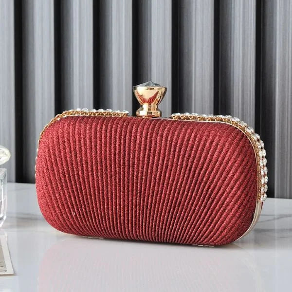 Crystal Clutch Evening Bag Red