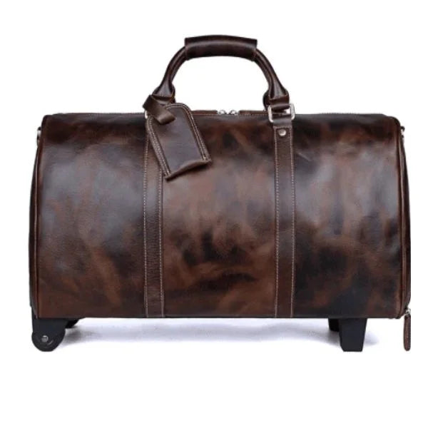 Leather Trolley Duffle Bag