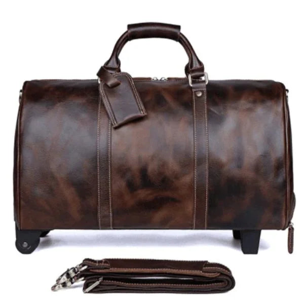 Leather Trolley Duffle Bag