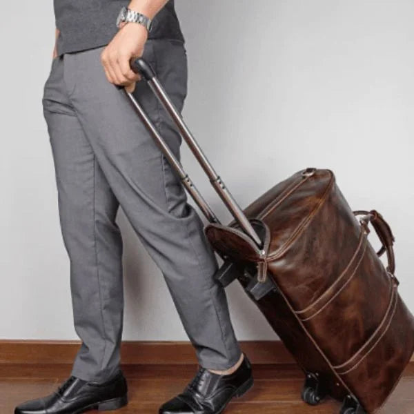 Leather Trolley Duffle Bag