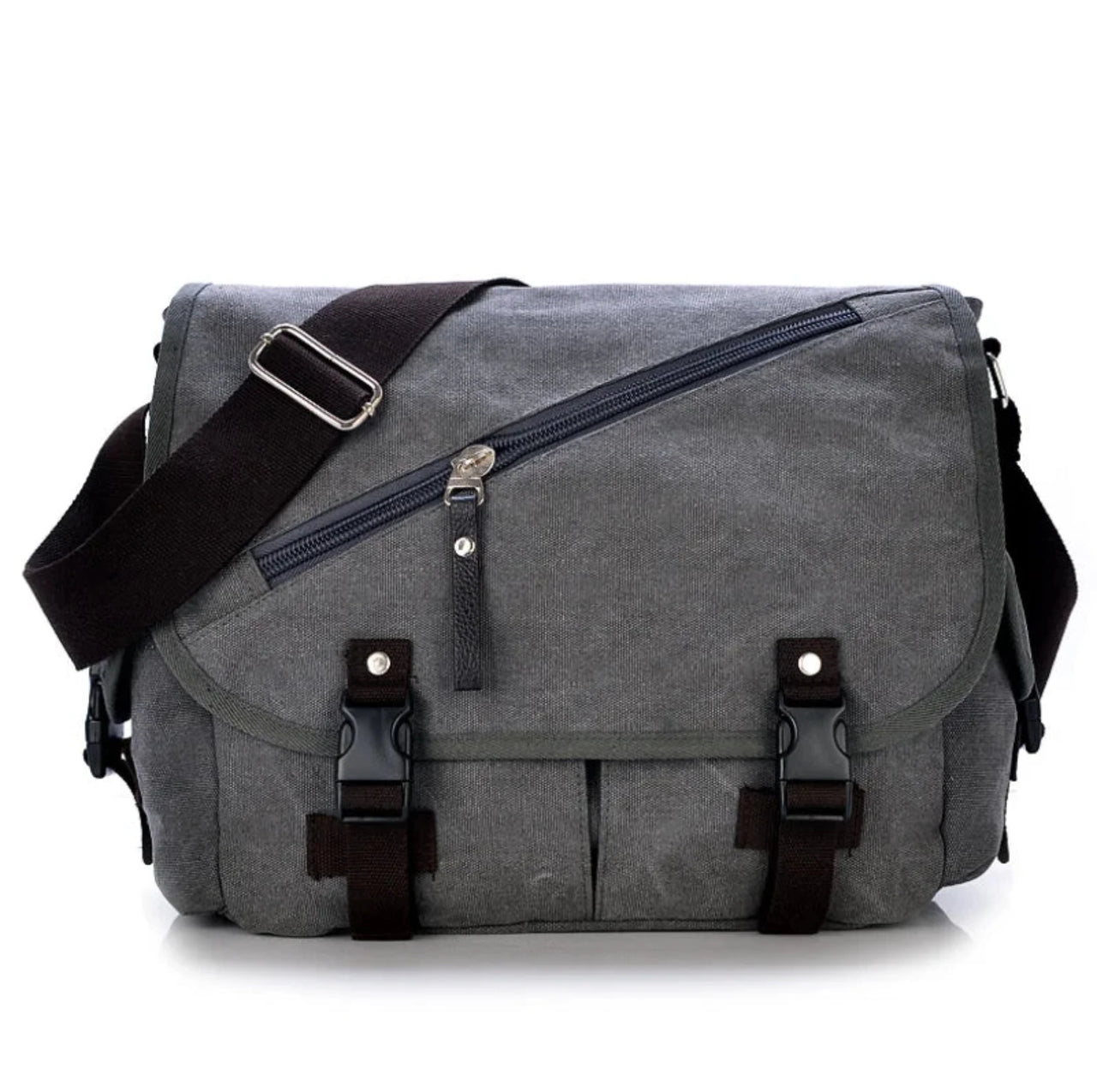 MensCanvasShoulderBagGrey