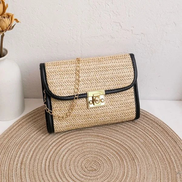 Raffia Beach Bag Black