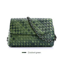 Thumbnail for WovenLeatherShoulderBagdarkgreen