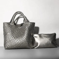 Thumbnail for Woven Tote Bag Silver